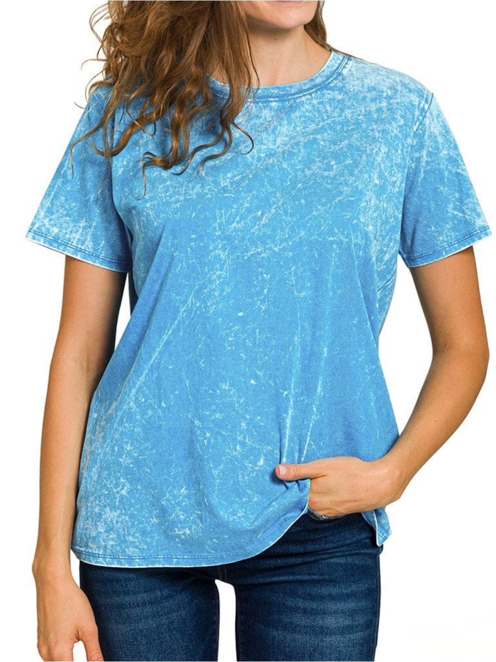 Zenana Deep Sky Acid Wash Oversized Boyfriend Tee 2x/3x